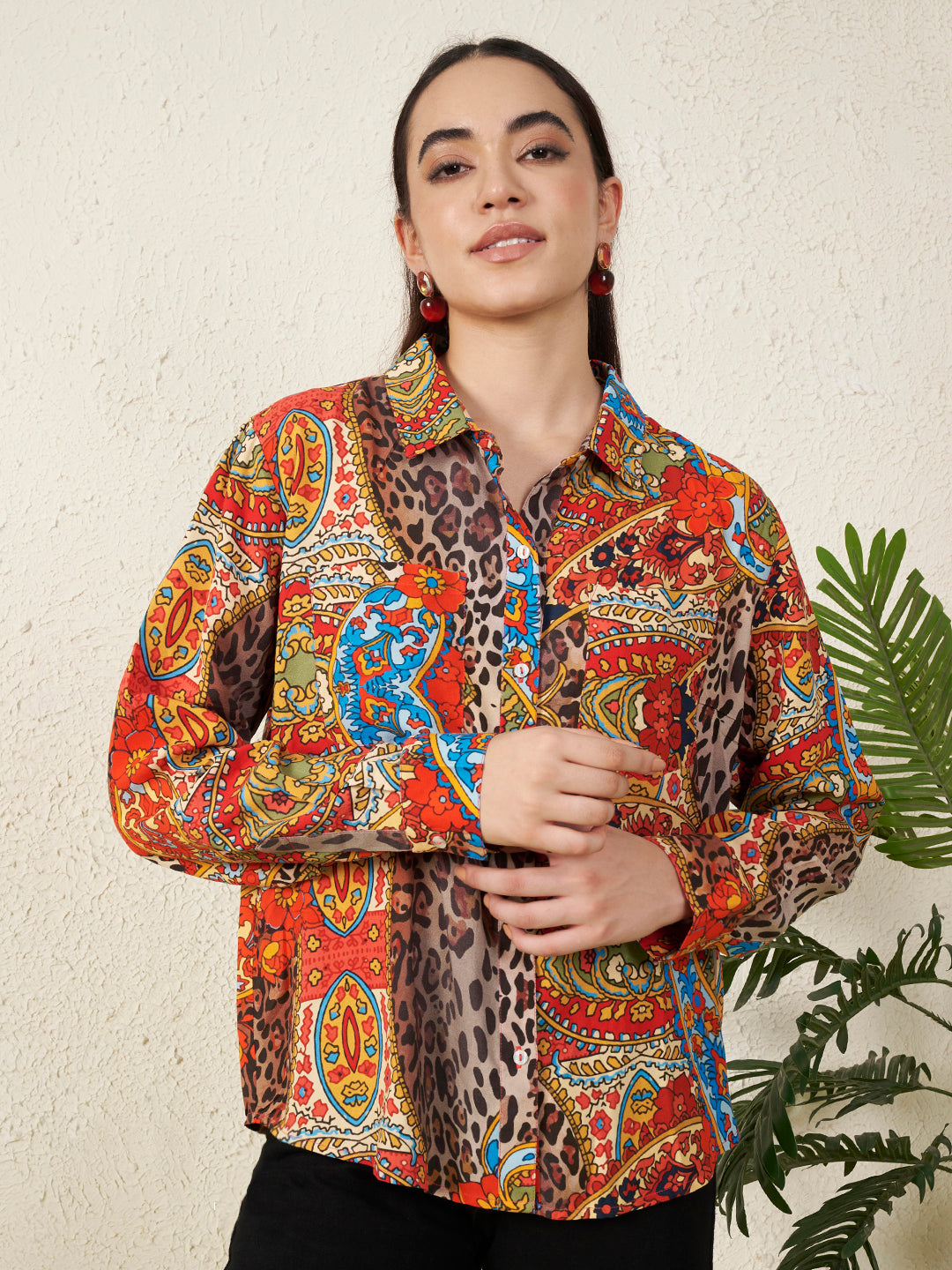 Women’s Multicolor Paisley & Animal Print Shirt