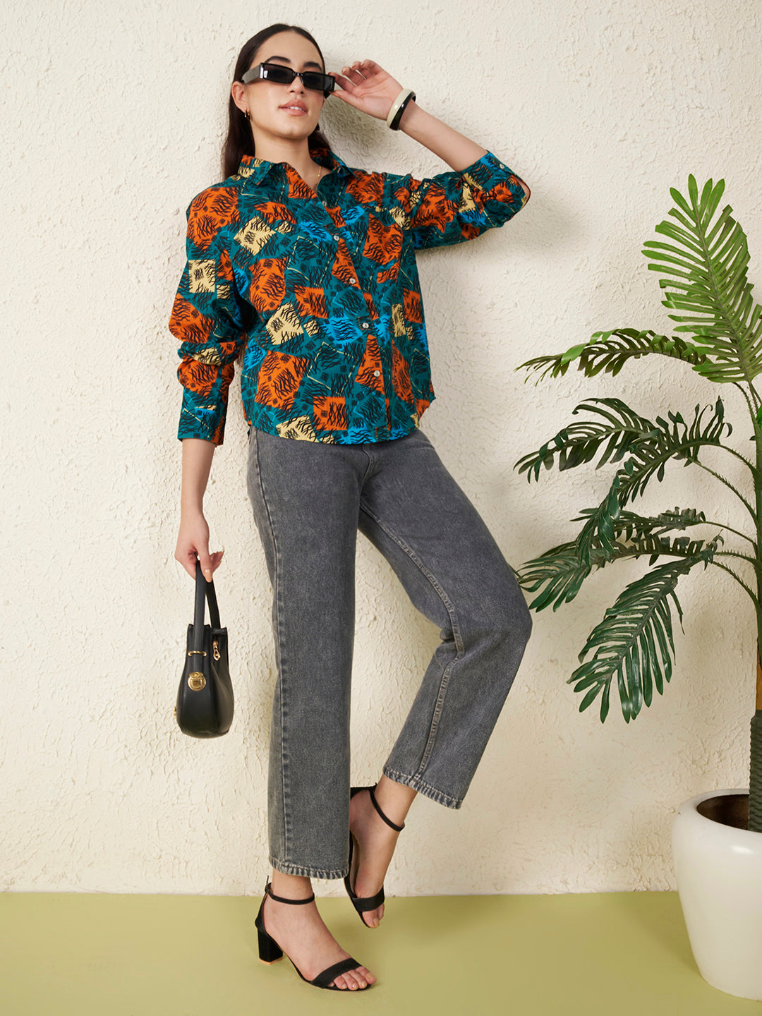 Women’s Multicolor Patch Abstract Print Shirt