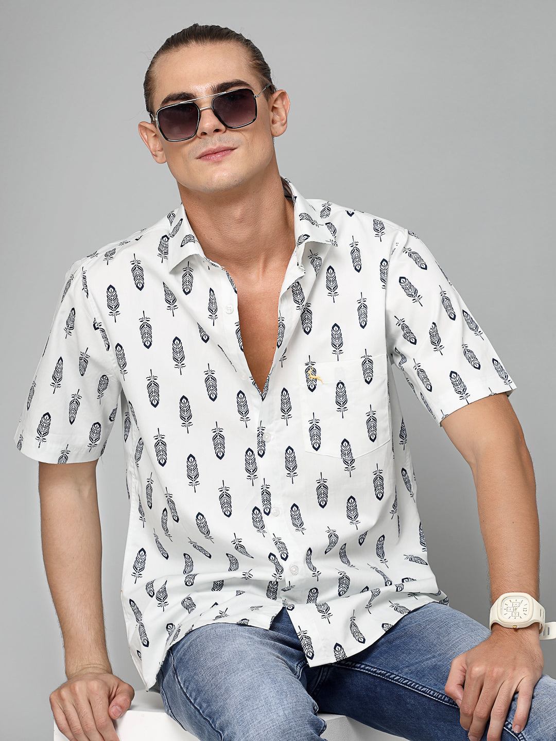 Valbone Men Printed Giza Cotton Casual Shirt
