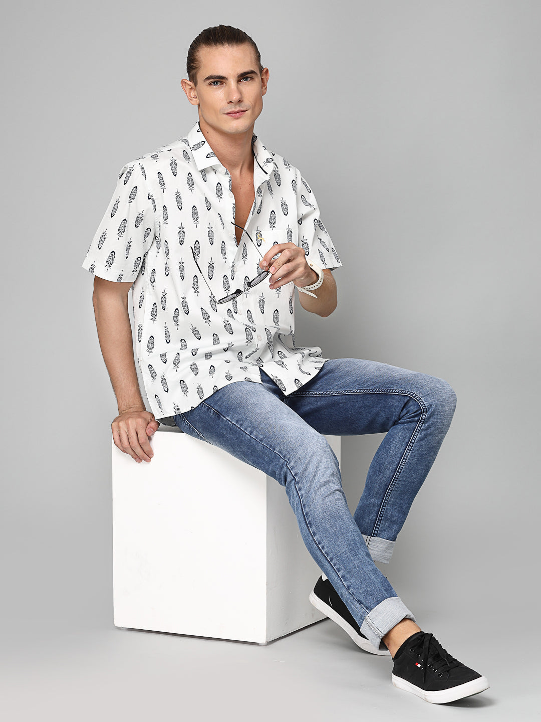 Valbone Men Printed Giza Cotton Casual Shirt