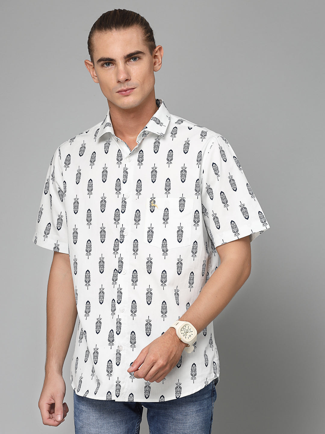 Valbone Men Printed Giza Cotton Casual Shirt