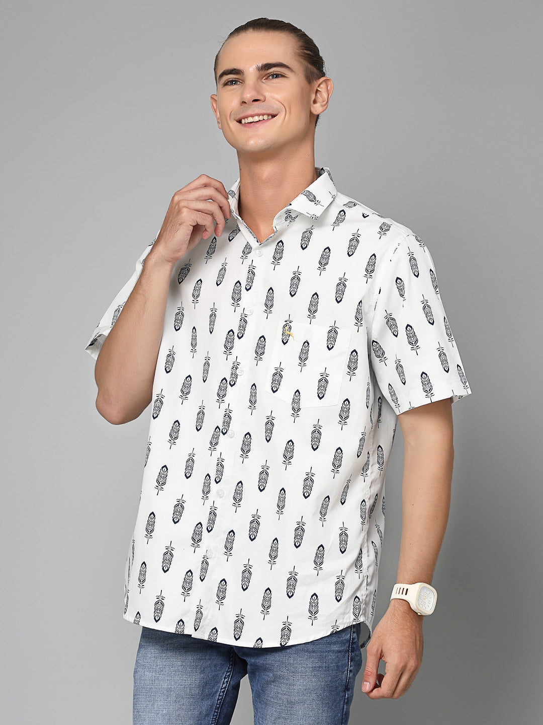 Valbone Men Printed Giza Cotton Casual Shirt
