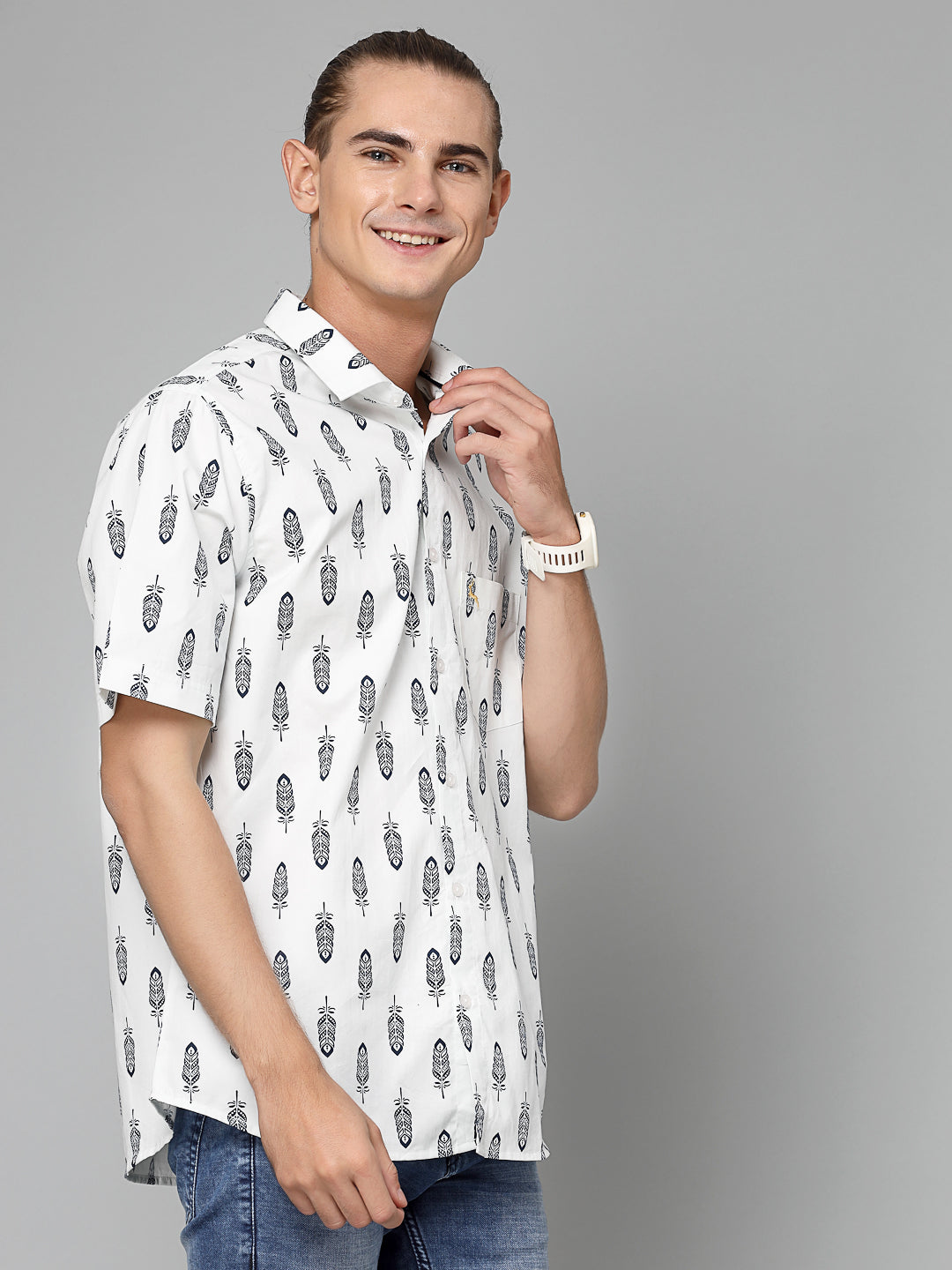 Valbone Men Printed Giza Cotton Casual Shirt
