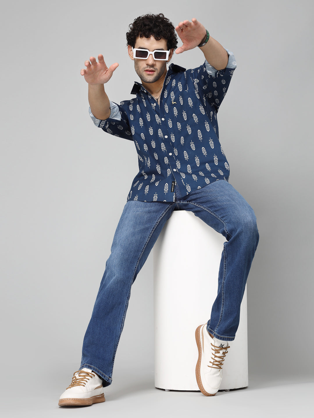 Valbone Men Printed Giza Cotton Casual Shirt
