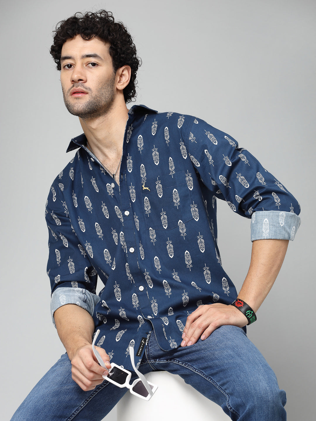 Valbone Men Printed Giza Cotton Casual Shirt