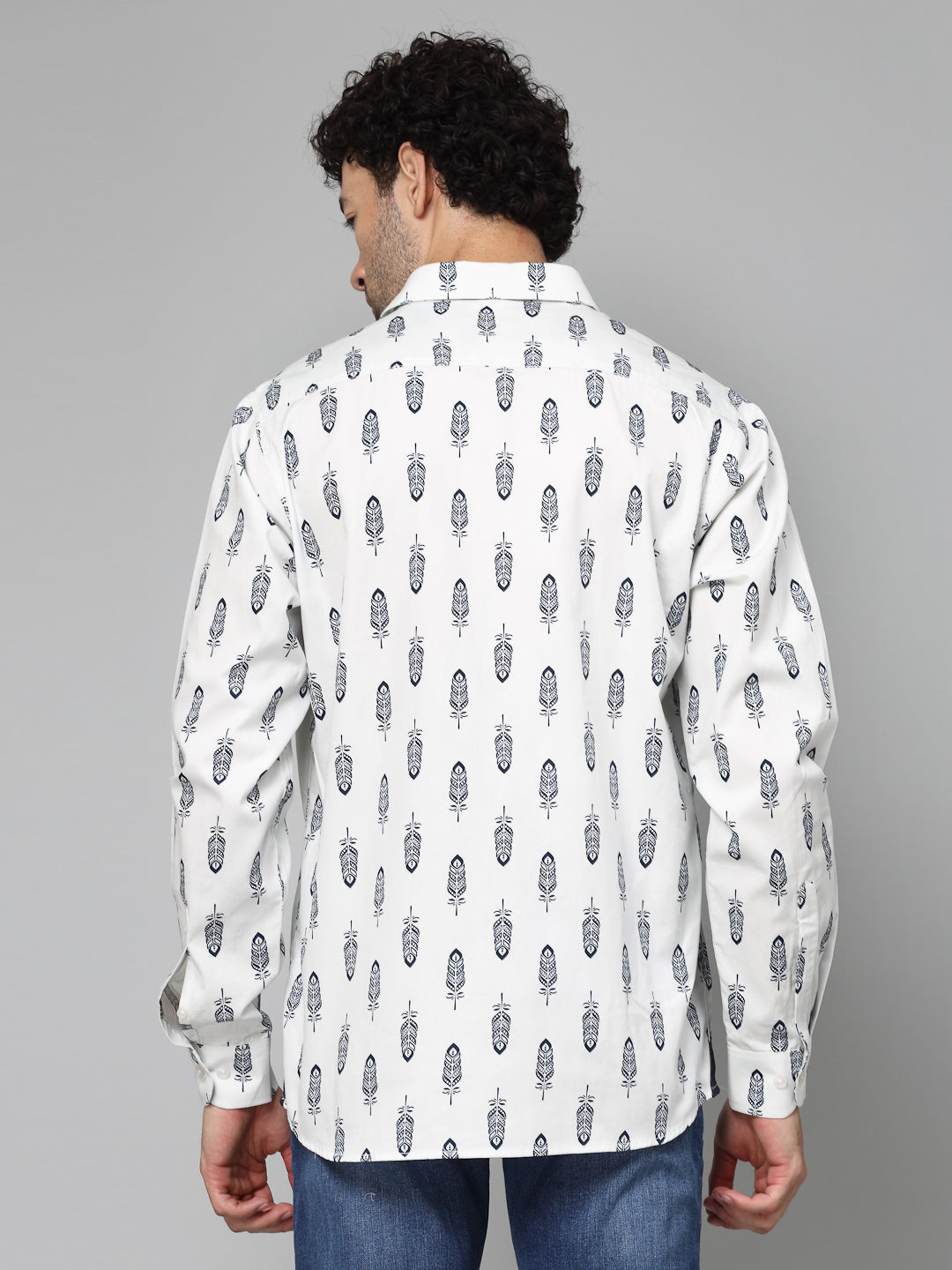 Valbone Men Abstract Printed Giza Cotton Casual Shirt