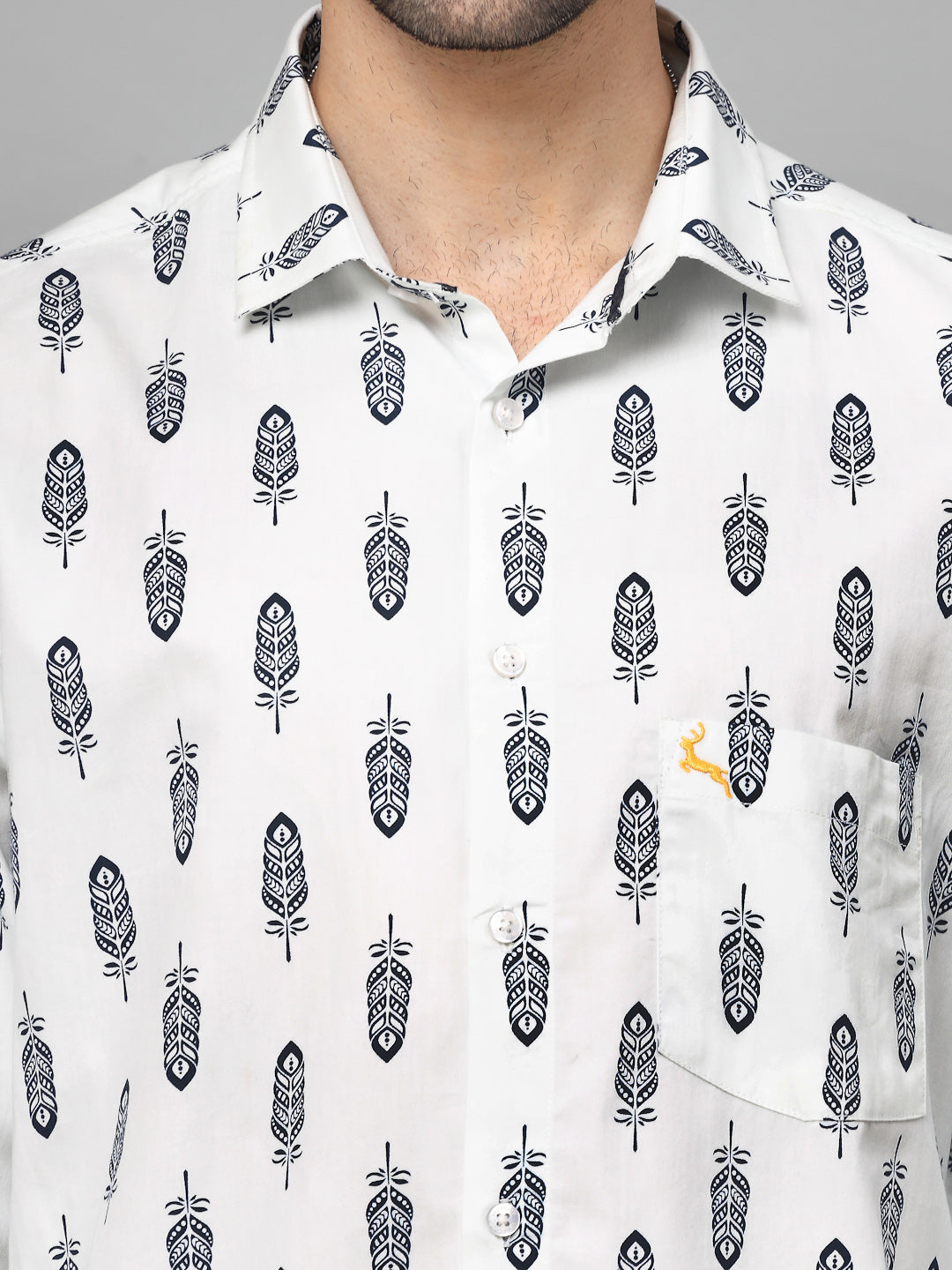 Valbone Men Abstract Printed Giza Cotton Casual Shirt