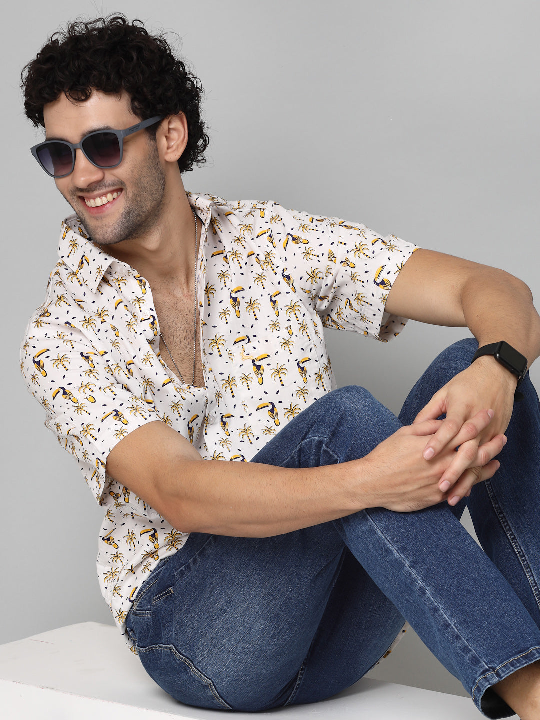 Valbone Men Printed Giza Cotton Casual Shirt