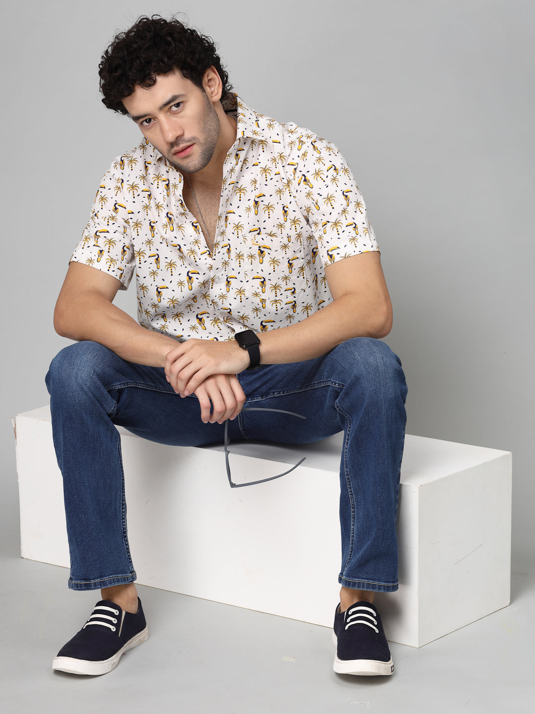 Valbone Men Printed Giza Cotton Casual Shirt