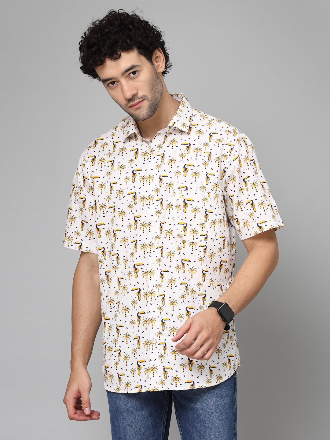 Valbone Men Printed Giza Cotton Casual Shirt