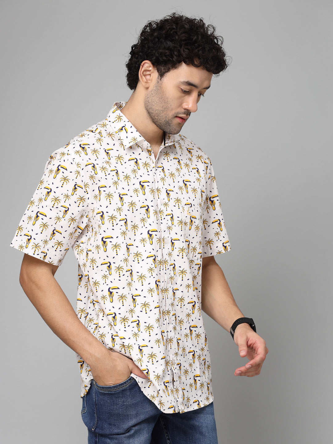 Valbone Men Printed Giza Cotton Casual Shirt