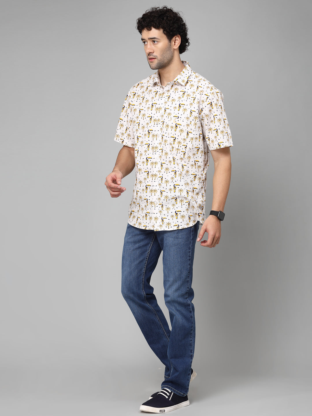 Valbone Men Printed Giza Cotton Casual Shirt