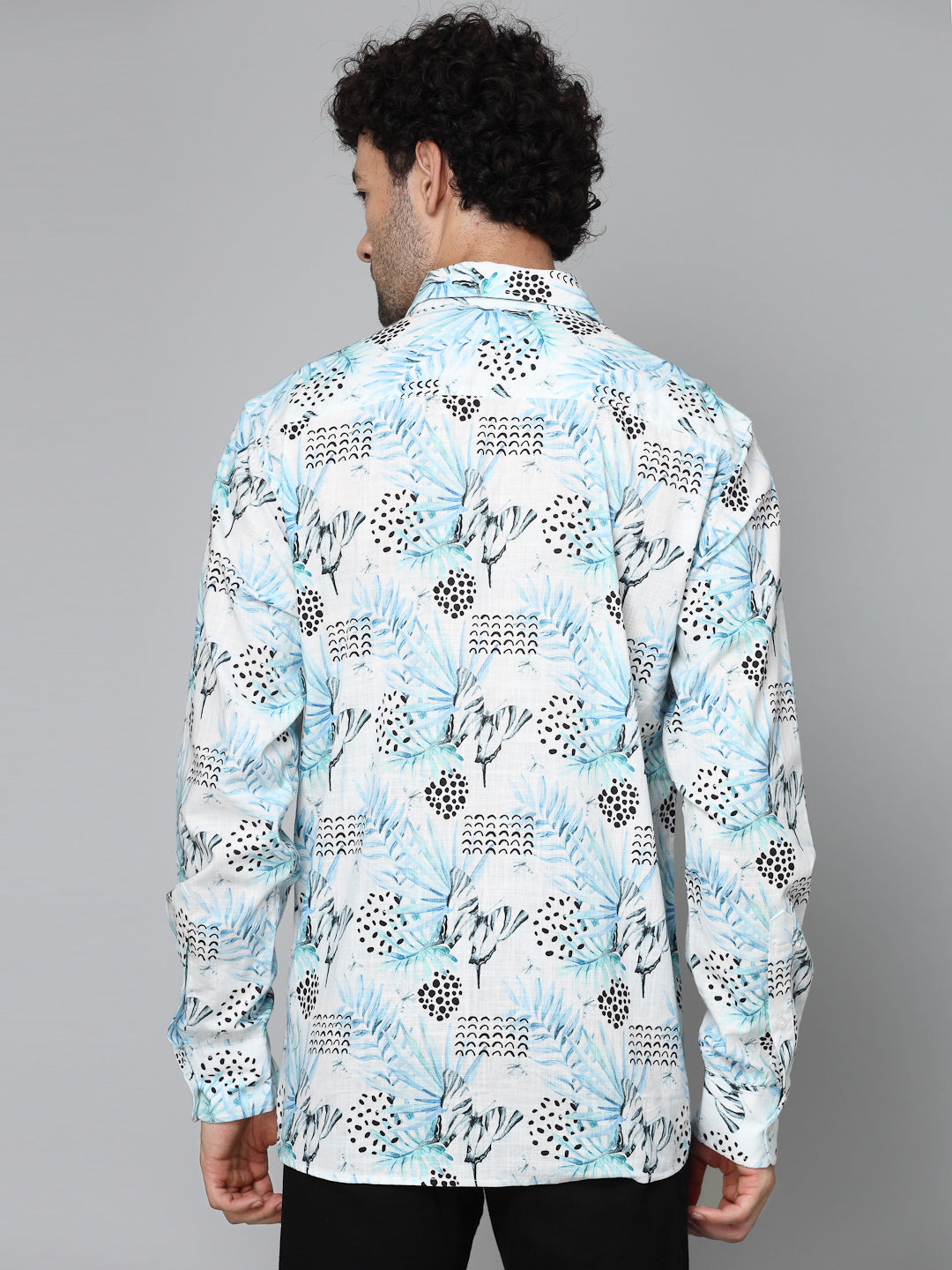 Valbone Men's Abstract Printed Giza Cotton Casual Shirt
