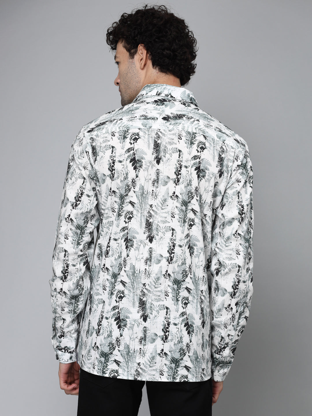 Valbone Men's Abstract Printed Giza Cotton Casual Shirt