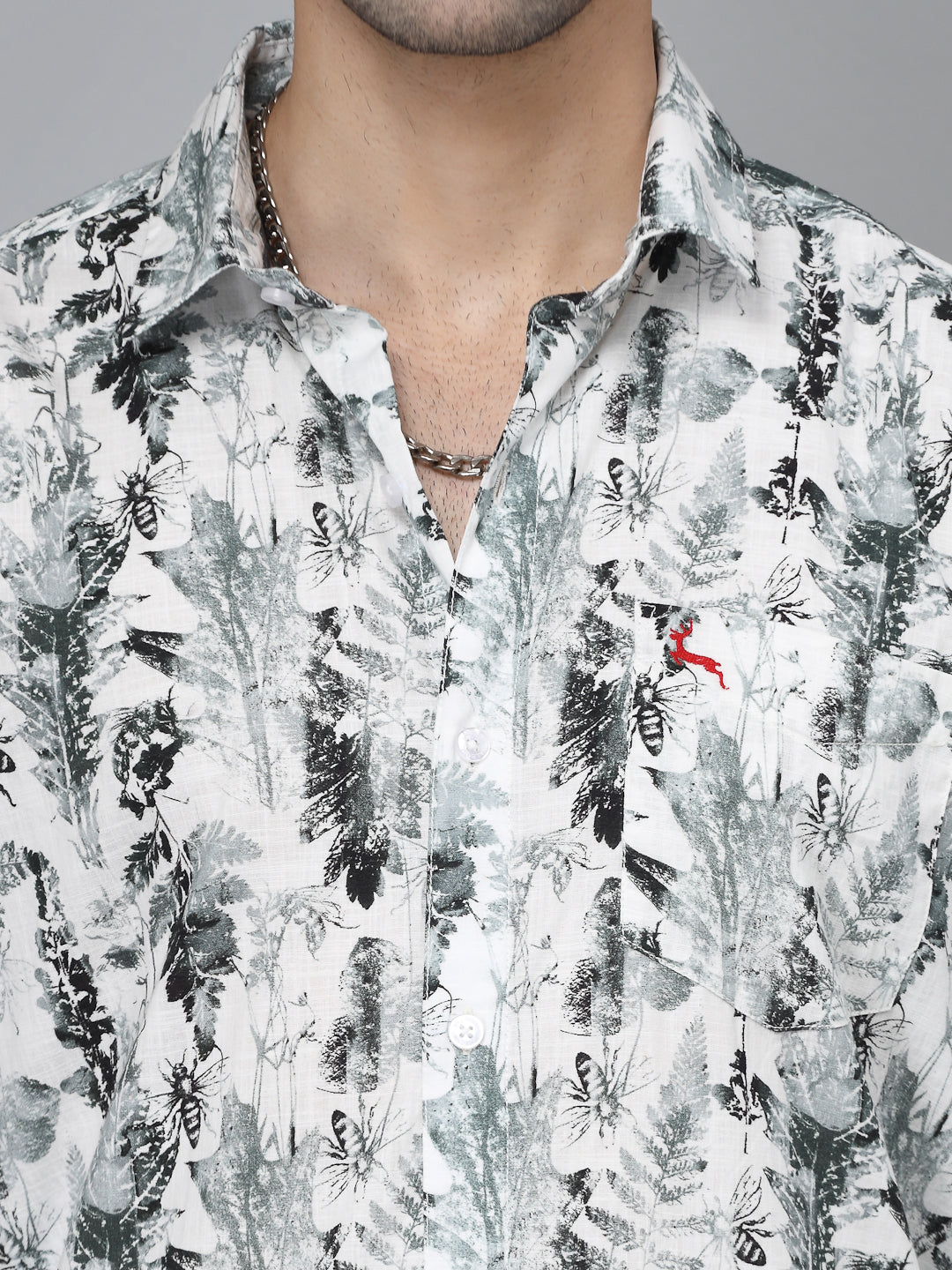 Valbone Men's Abstract Printed Giza Cotton Casual Shirt