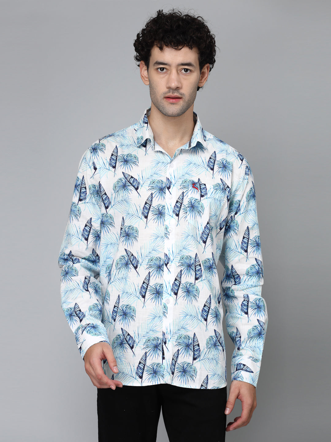 Valbone Men's Abstract Printed Giza Cotton Casual Shirt