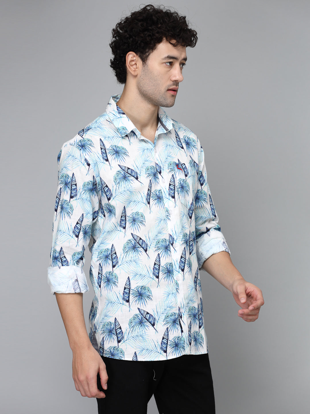 Valbone Men's Abstract Printed Giza Cotton Casual Shirt