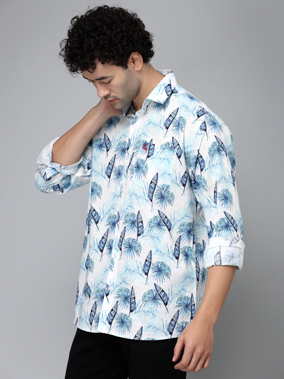 Valbone Men's Abstract Printed Giza Cotton Casual Shirt