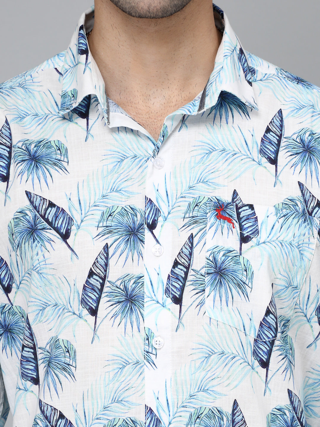 Valbone Men's Abstract Printed Giza Cotton Casual Shirt