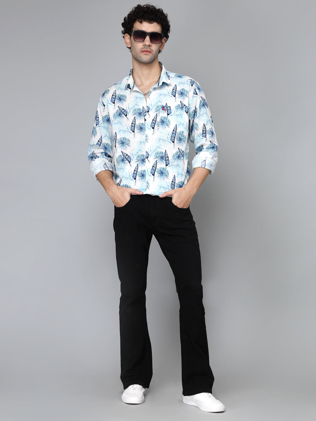 Valbone Men's Abstract Printed Giza Cotton Casual Shirt