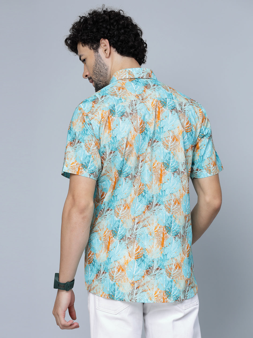 Valbone Men Texture Printed Giza Cotton Casual Shirt