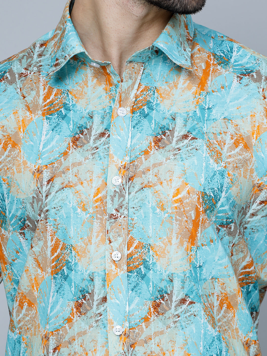 Valbone Men Texture Printed Giza Cotton Casual Shirt