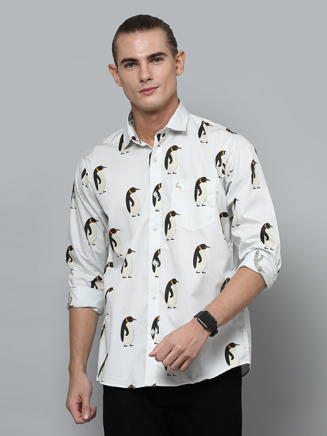 Valbone Men`s Printed Giza Cotton Casual Shirt