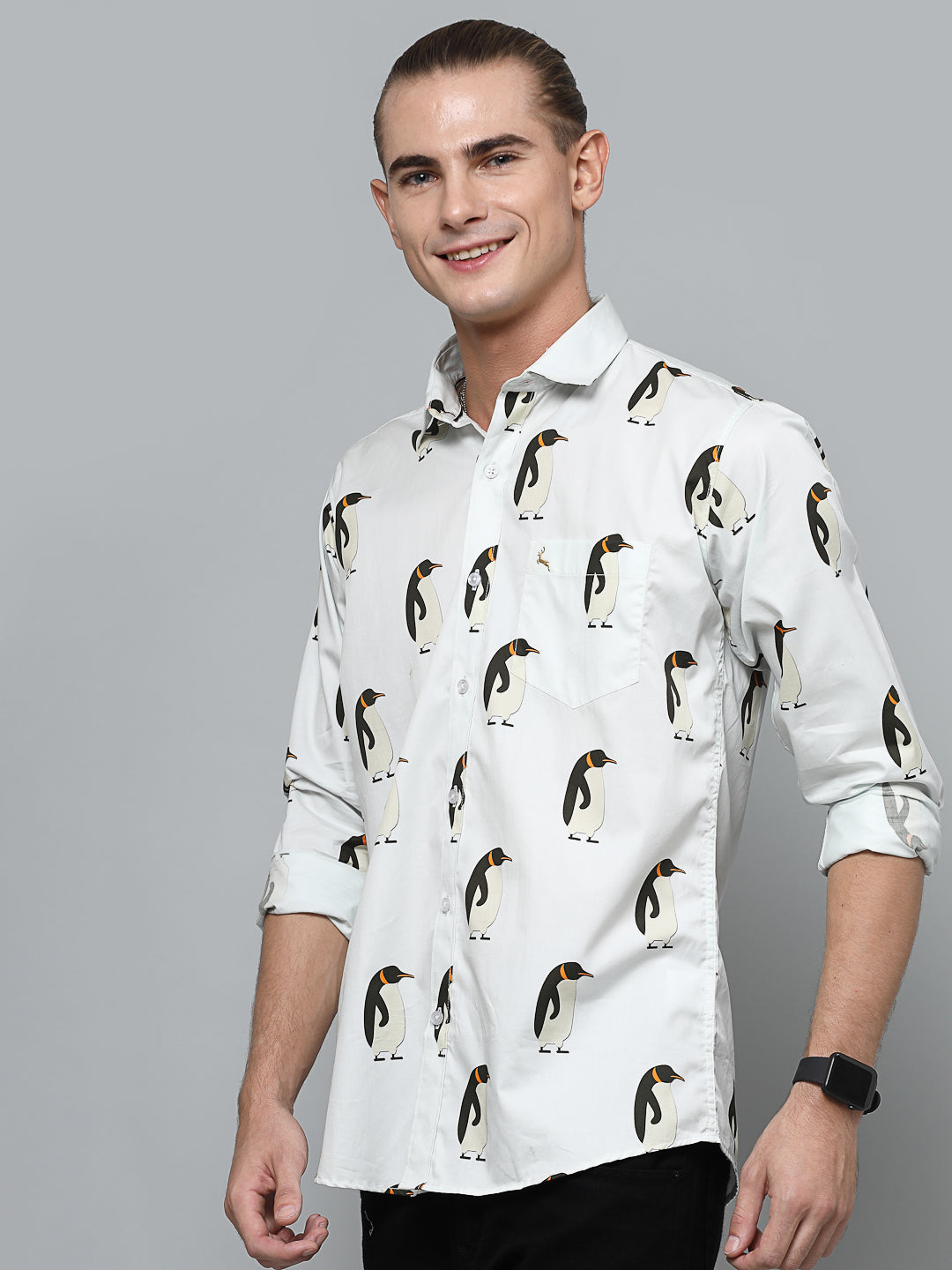 Valbone Men`s Printed Giza Cotton Casual Shirt