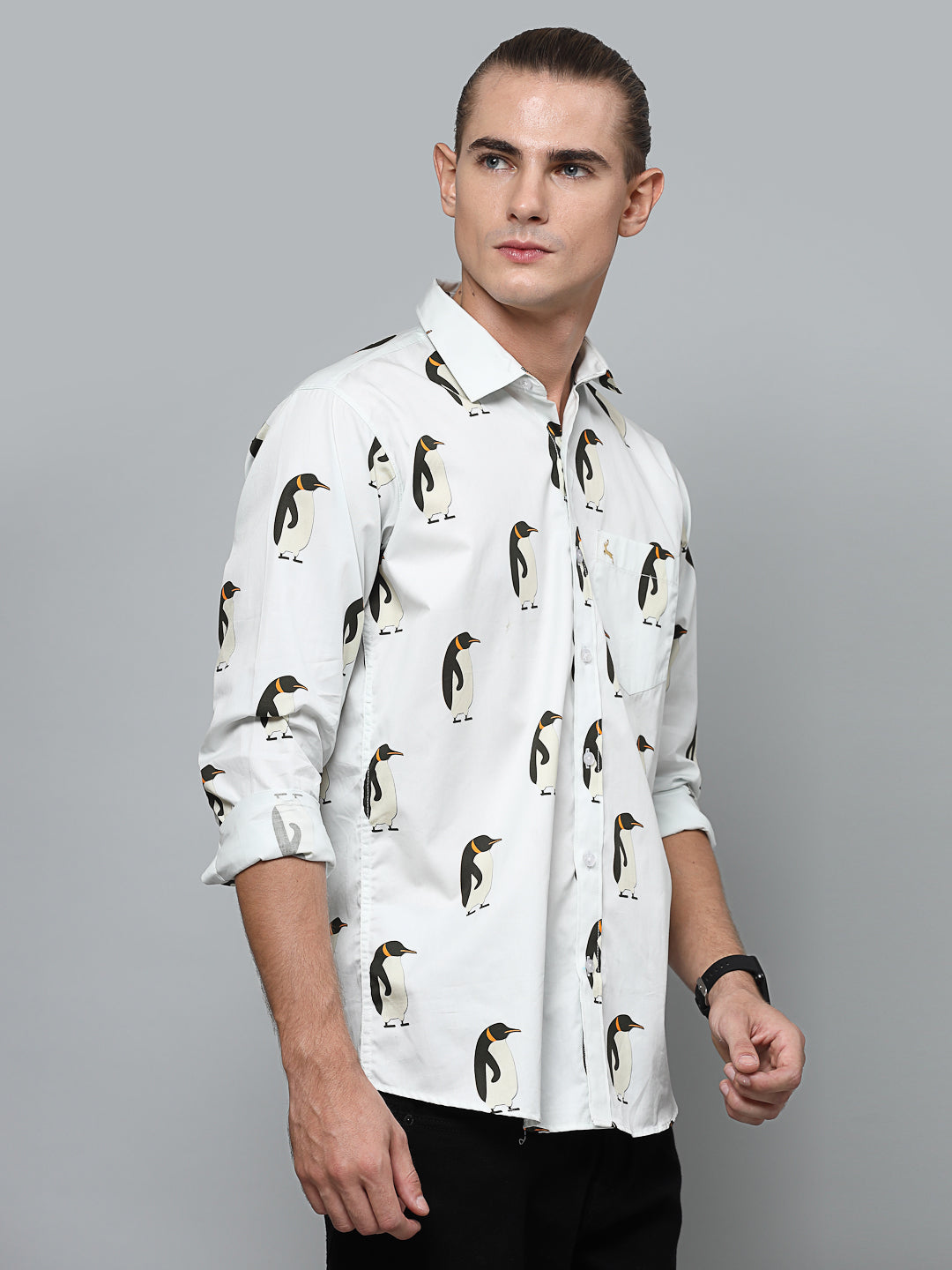 Valbone Men`s Printed Giza Cotton Casual Shirt
