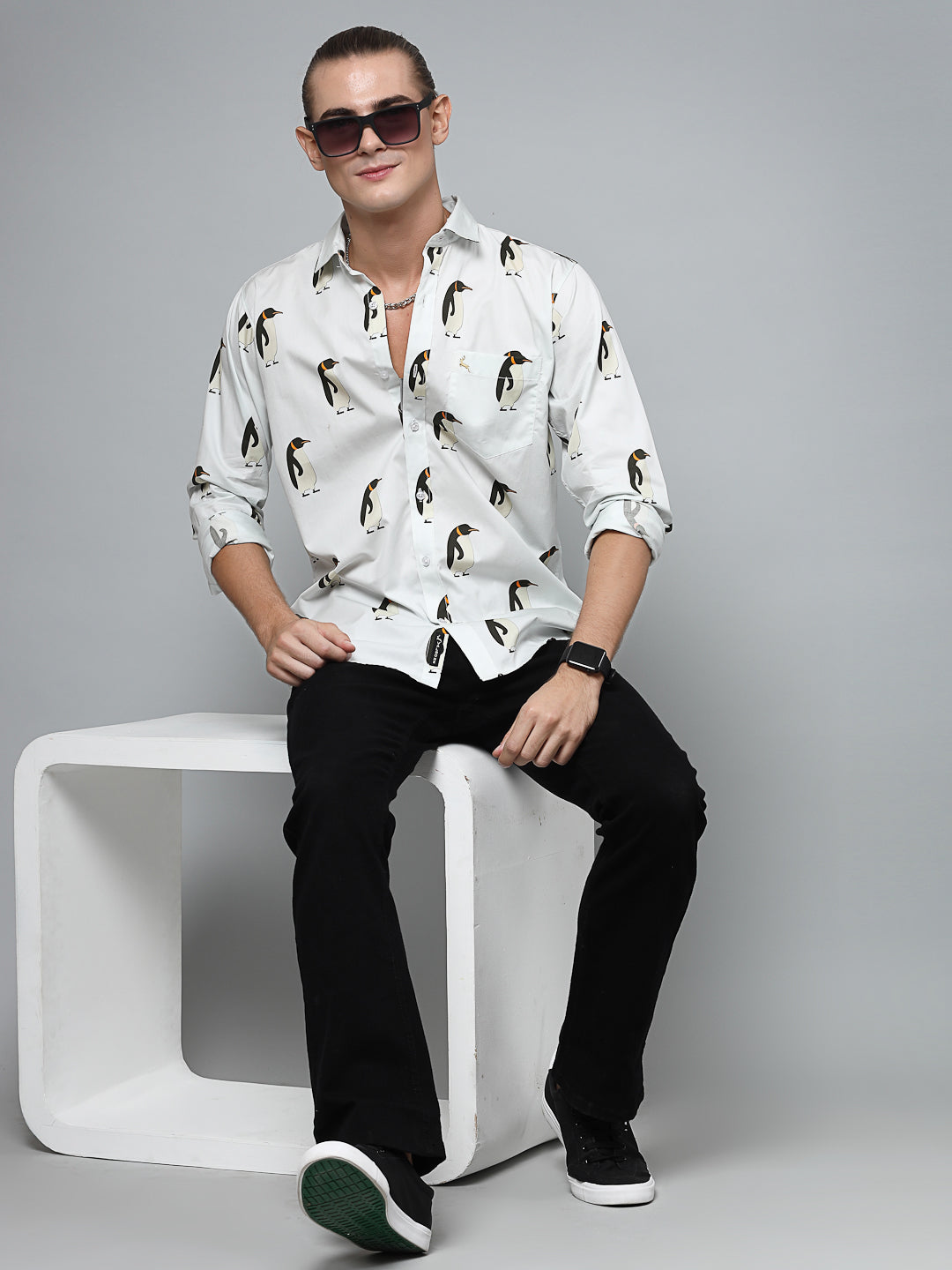 Valbone Men`s Printed Giza Cotton Casual Shirt
