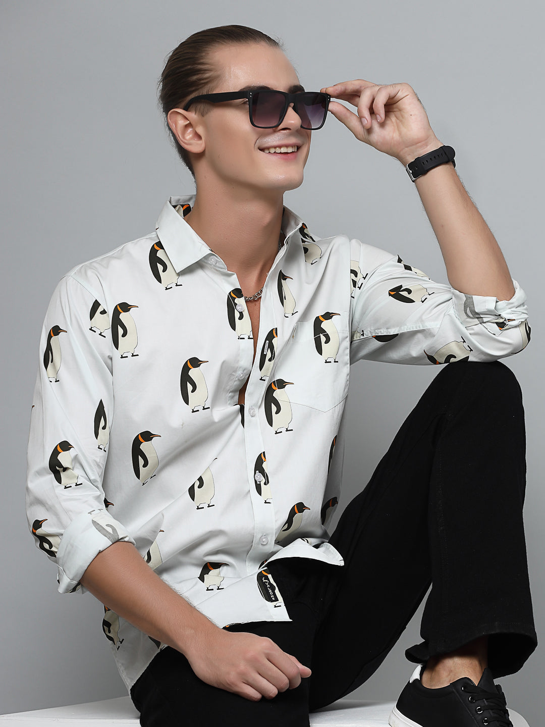 Valbone Men`s Printed Giza Cotton Casual Shirt