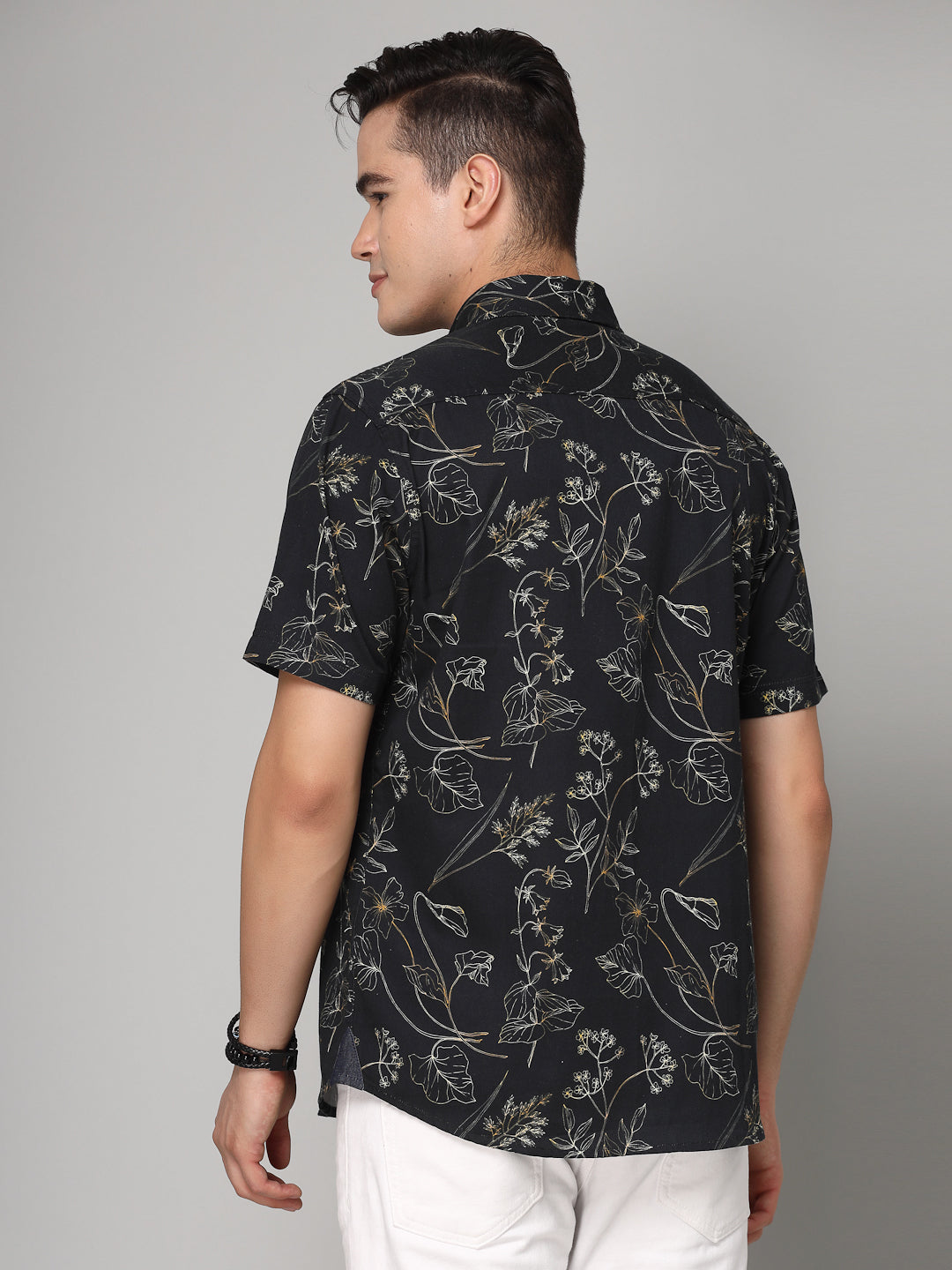Valbone Men's Floral Printed Giza Cotton Casual Shirt