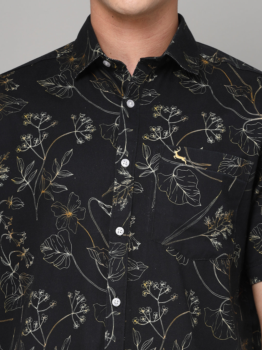 Valbone Men's Floral Printed Giza Cotton Casual Shirt