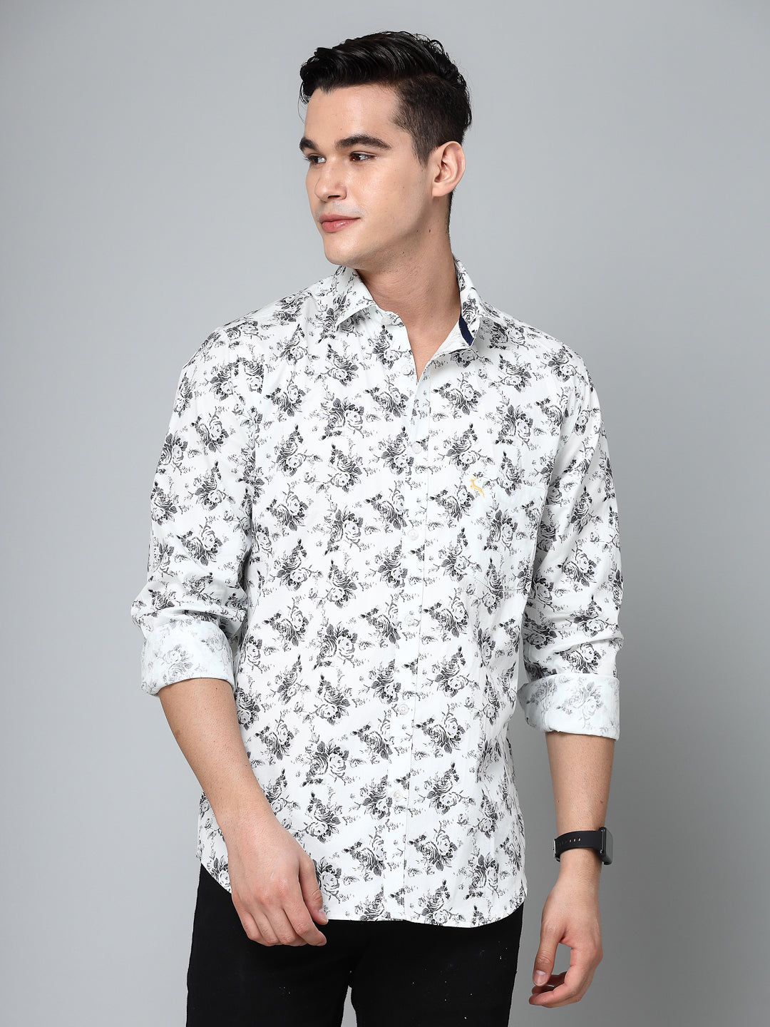 Valbone Men's Geometrical Printed Giza Cotton Casual Shirt