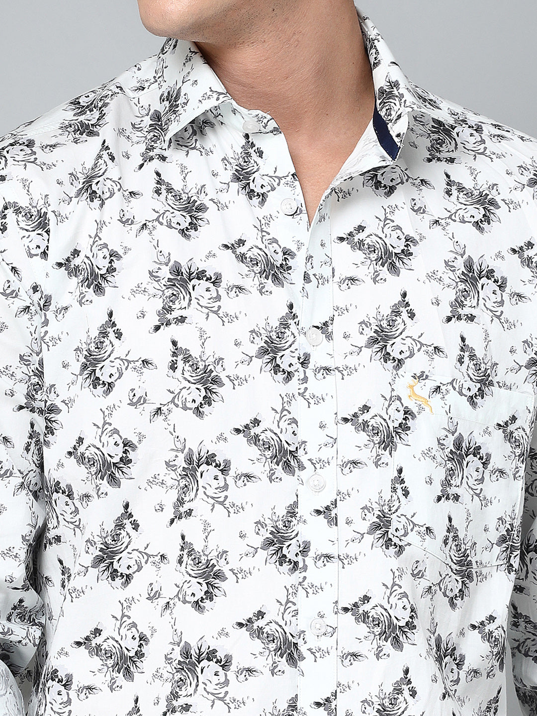 Valbone Men's Geometrical Printed Giza Cotton Casual Shirt