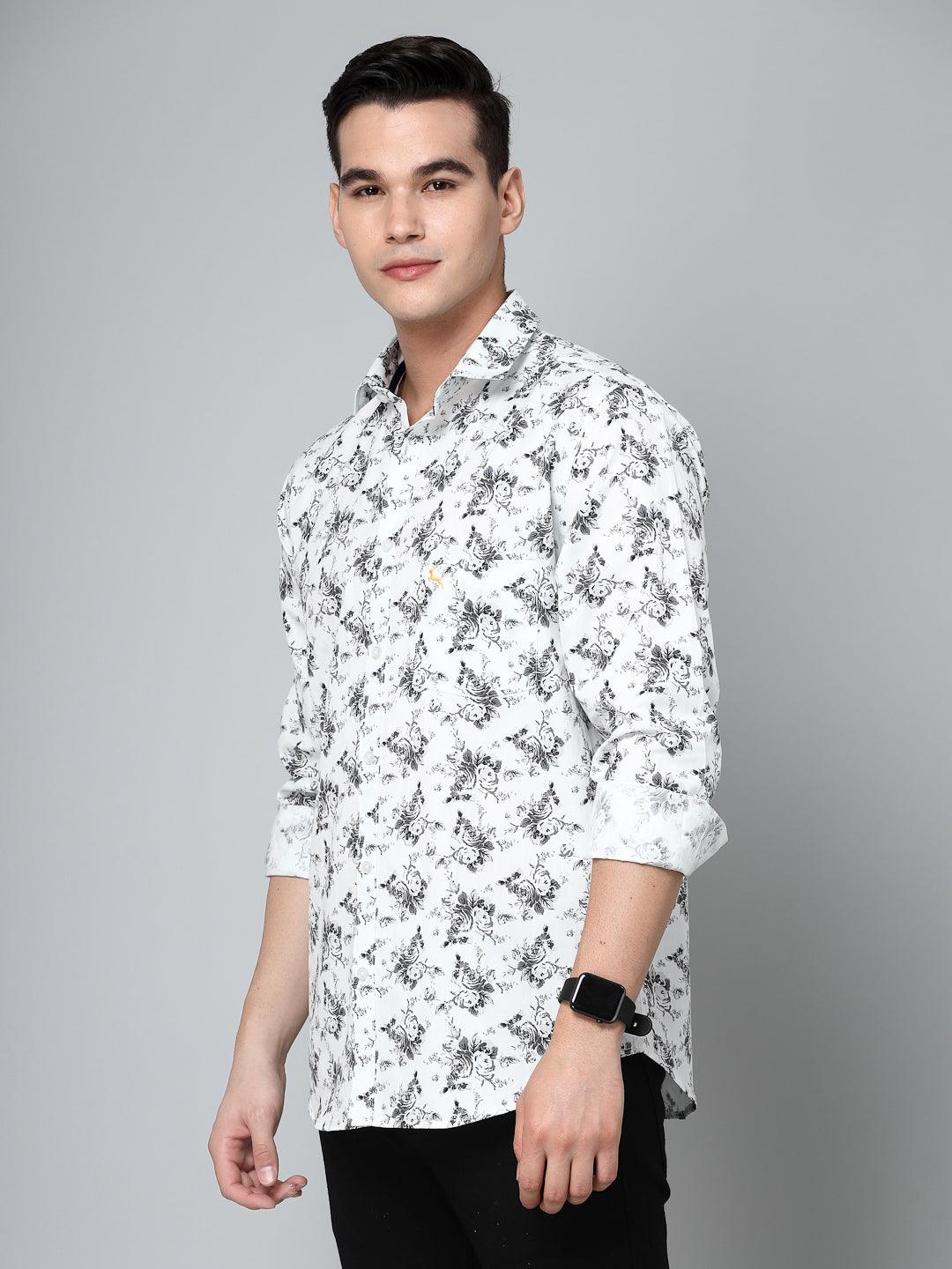 Valbone Men's Geometrical Printed Giza Cotton Casual Shirt