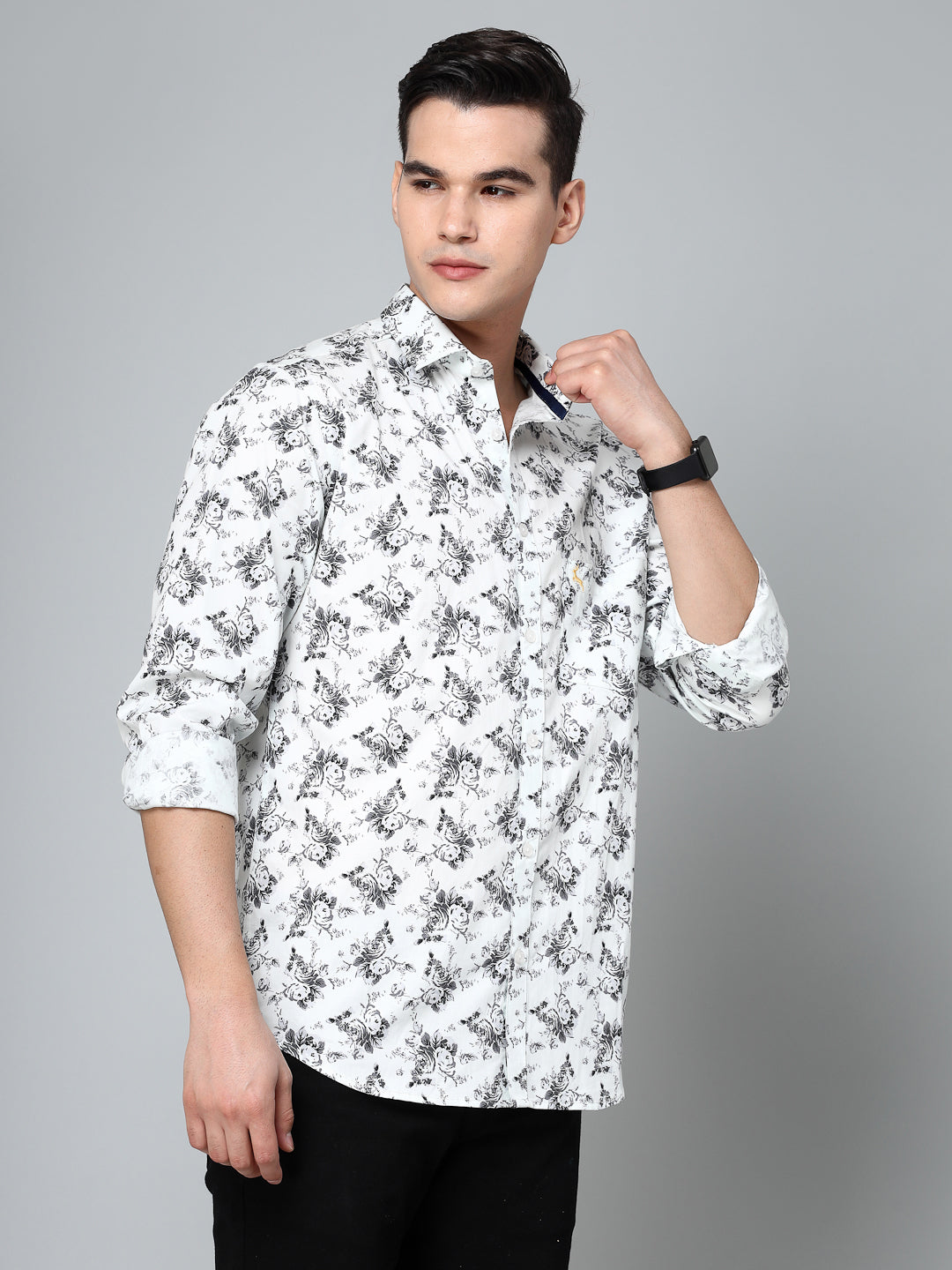 Valbone Men's Geometrical Printed Giza Cotton Casual Shirt