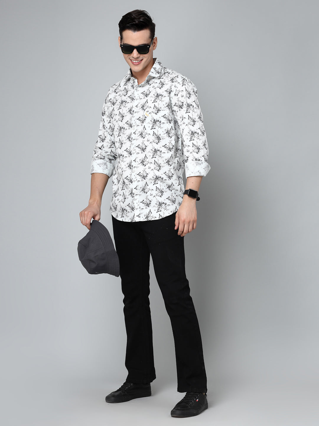Valbone Men's Geometrical Printed Giza Cotton Casual Shirt