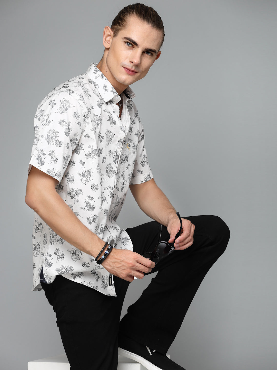 Valbone Men Printed Giza Cotton Casual Shirt