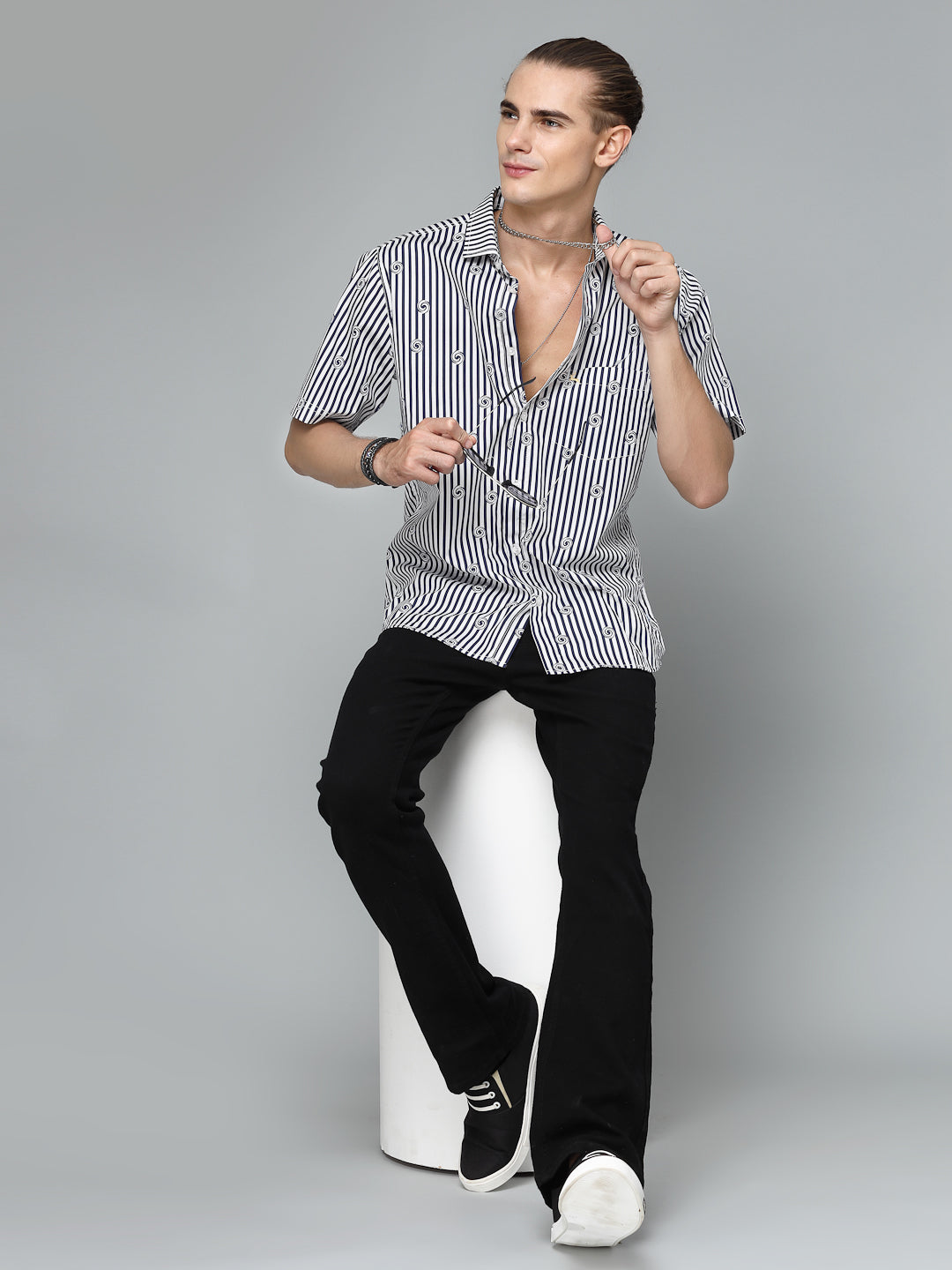 Valbone Men Printed Giza Cotton Casual Shirt