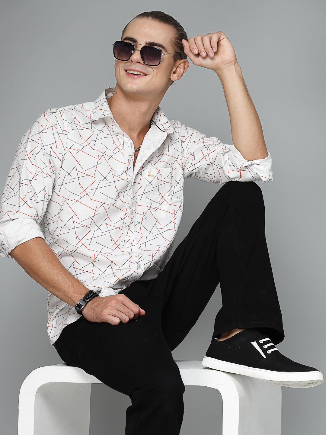 Valbone Men Printed Giza Cotton Casual full sleeves Shirt