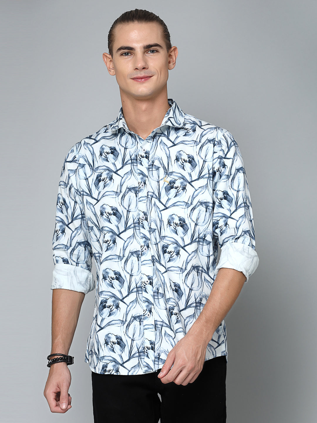 Valbone Men Abstract Printed Giza Cotton Casual full sleeves Shirt