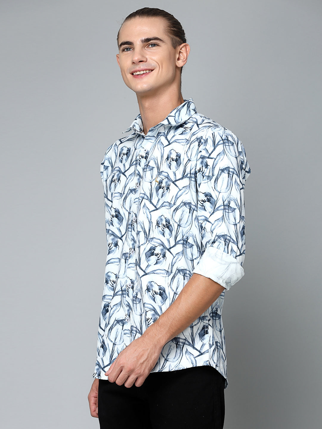 Valbone Men Abstract Printed Giza Cotton Casual full sleeves Shirt