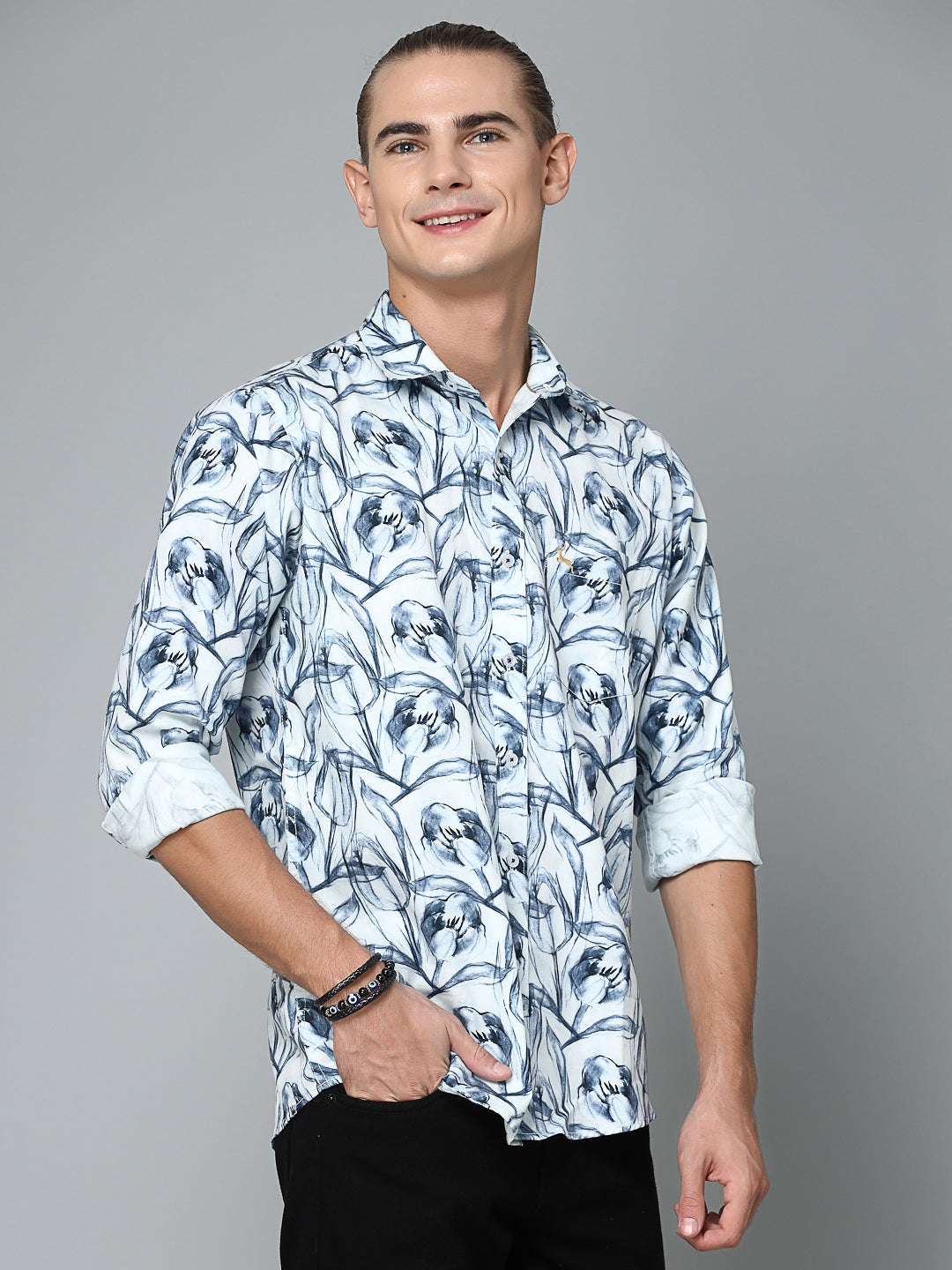 Valbone Men Abstract Printed Giza Cotton Casual full sleeves Shirt