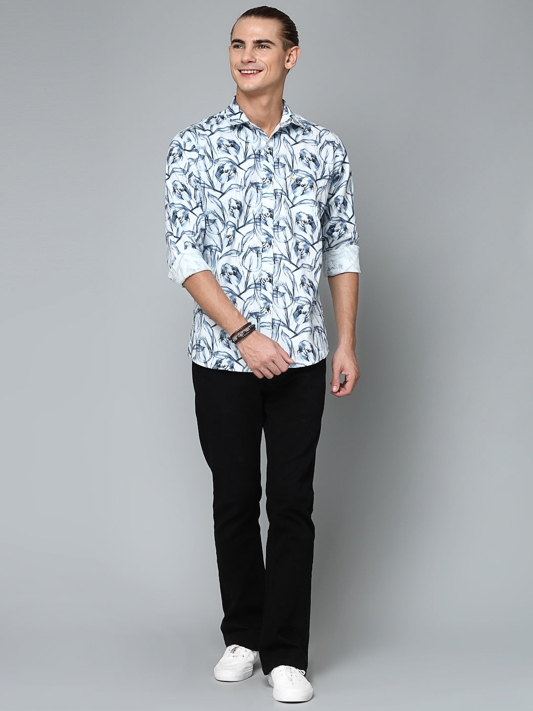 Valbone Men Abstract Printed Giza Cotton Casual full sleeves Shirt