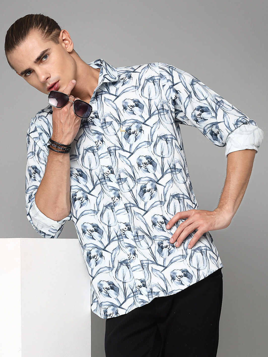 Valbone Men Abstract Printed Giza Cotton Casual full sleeves Shirt