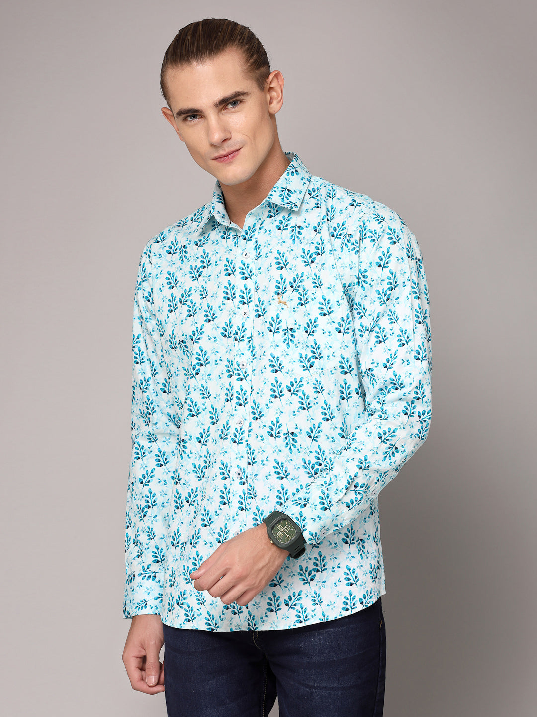 Valbone Men Printed Giza Cotton Casual Shirt
