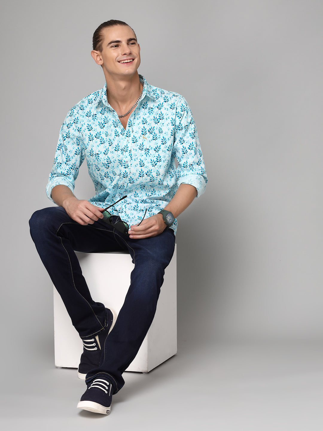 Valbone Men Printed Giza Cotton Casual Shirt