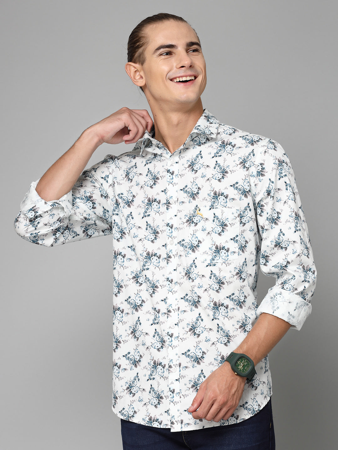 Valbone Men Printed Giza Cotton Casual Shirt