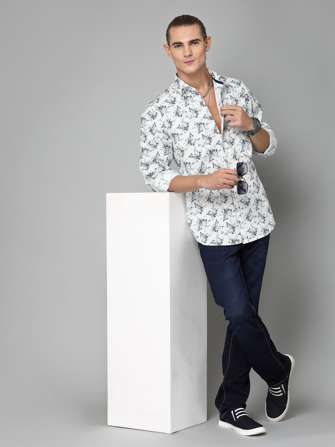 Valbone Men Printed Giza Cotton Casual Shirt